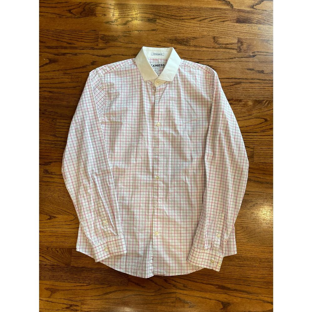 Express Extra Slim Fit Pink and White Button Up Dress Shirt